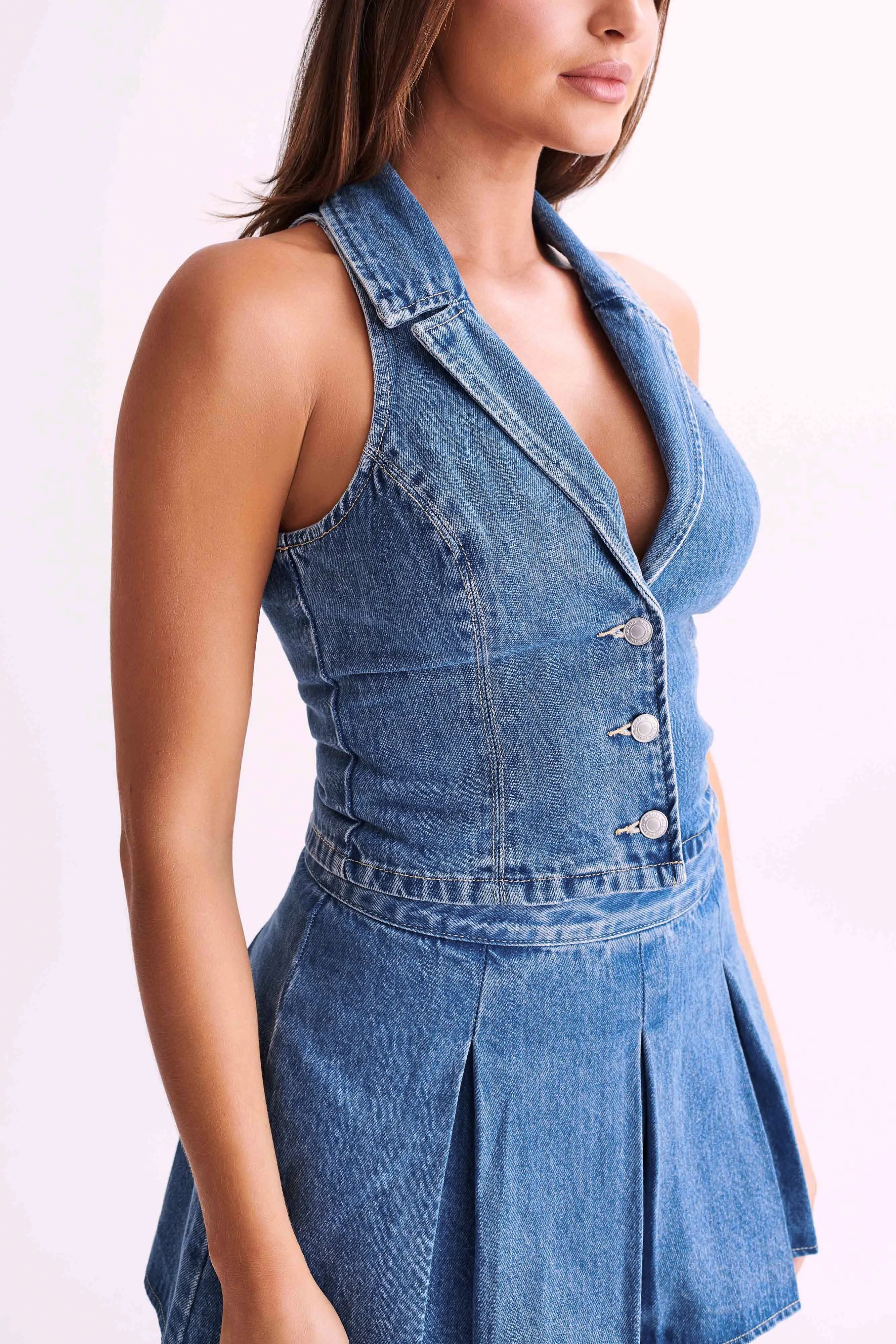 Vivienne Denim Vest - 70'S Blue