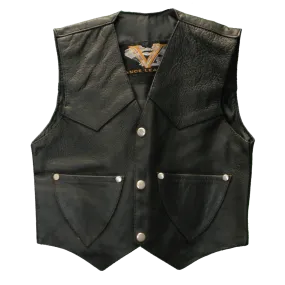 VK901 S Kid's Leather Vest Plain Side