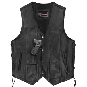 VL915S Vance Leather Men's Ten Pocket Vest of Basic Leather