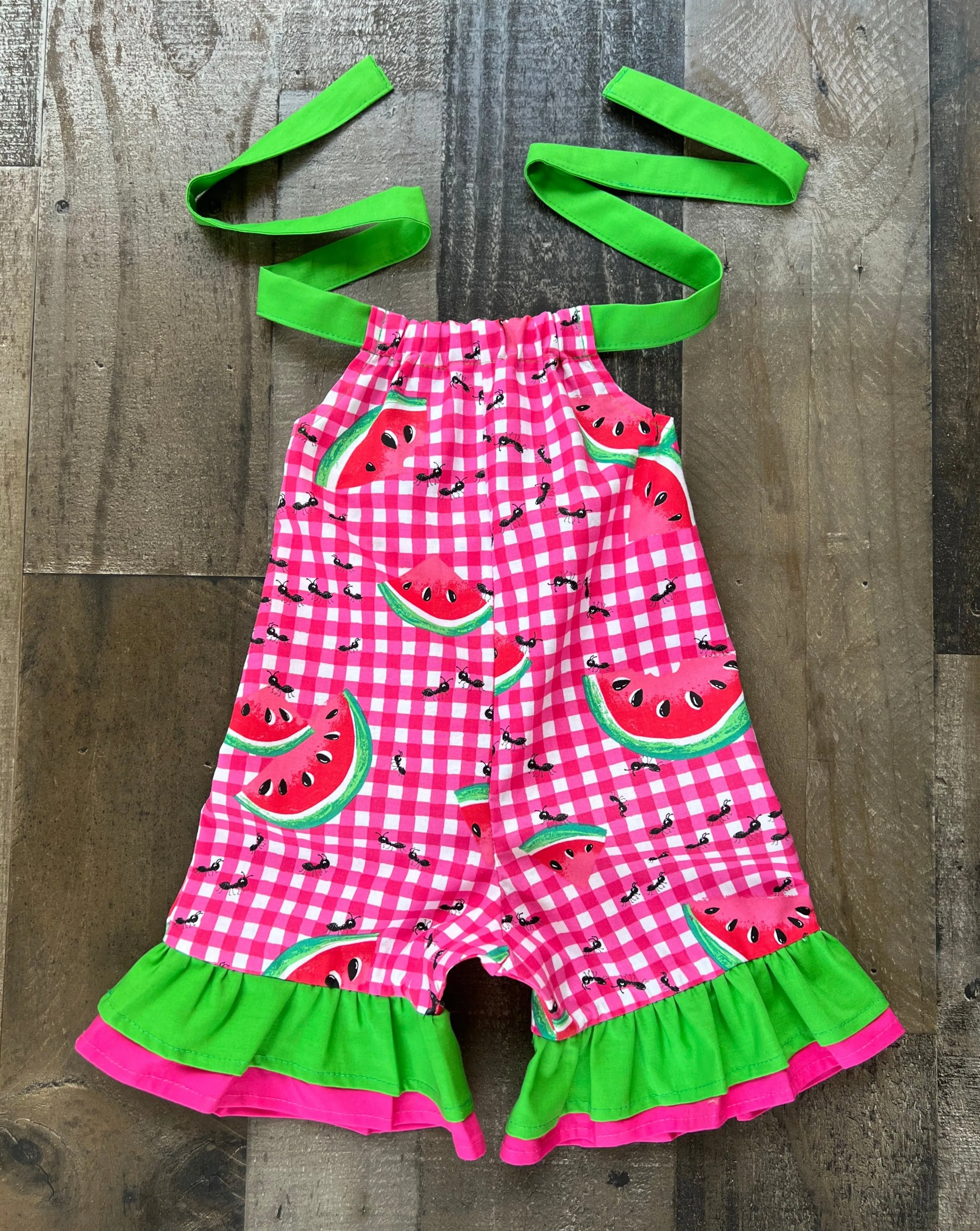 Watermelon Gingham Romper Outfit