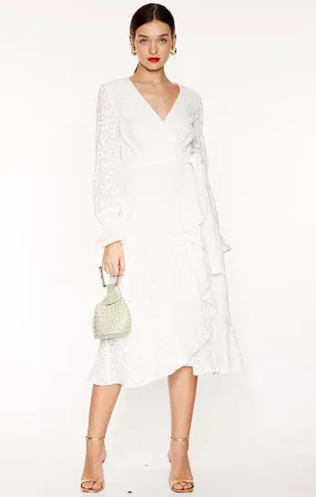 WHITE LIE MIDI DRESS