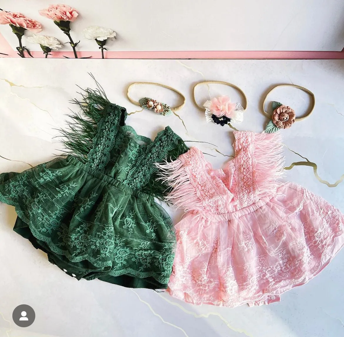 Winona Feather Romper - Green