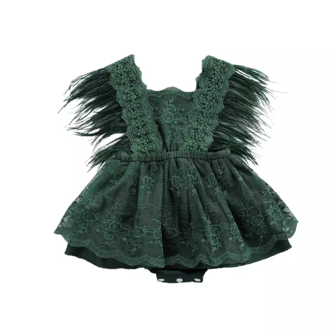 Winona Feather Romper - Green