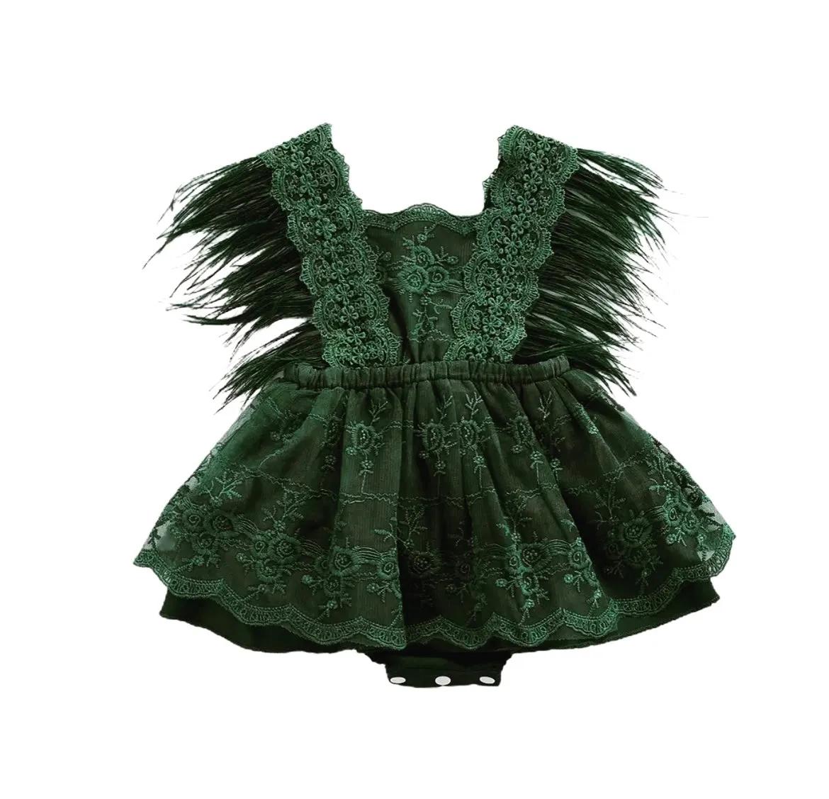 Winona Feather Romper - Green