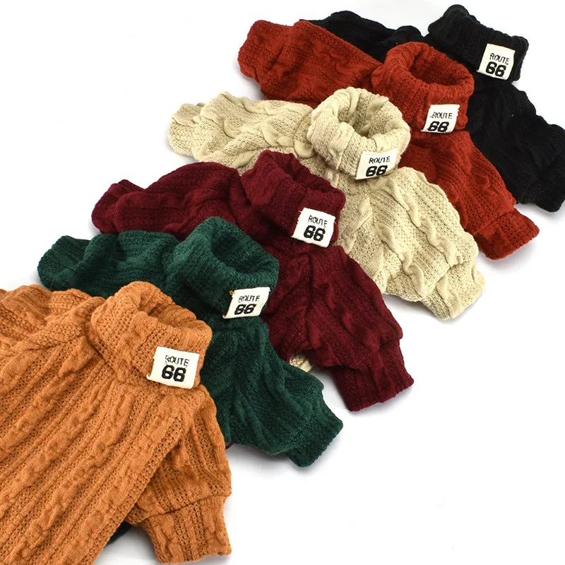 Winter Dog Warm Soft Comfortable Turtleneck Knit Stretchable Sweater Puppy Clothes