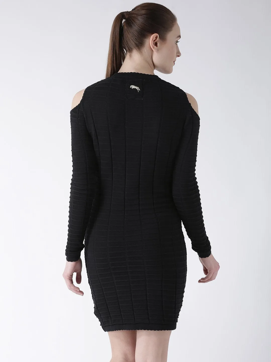 Women Cotton Casual Long Sleeve  Black dress