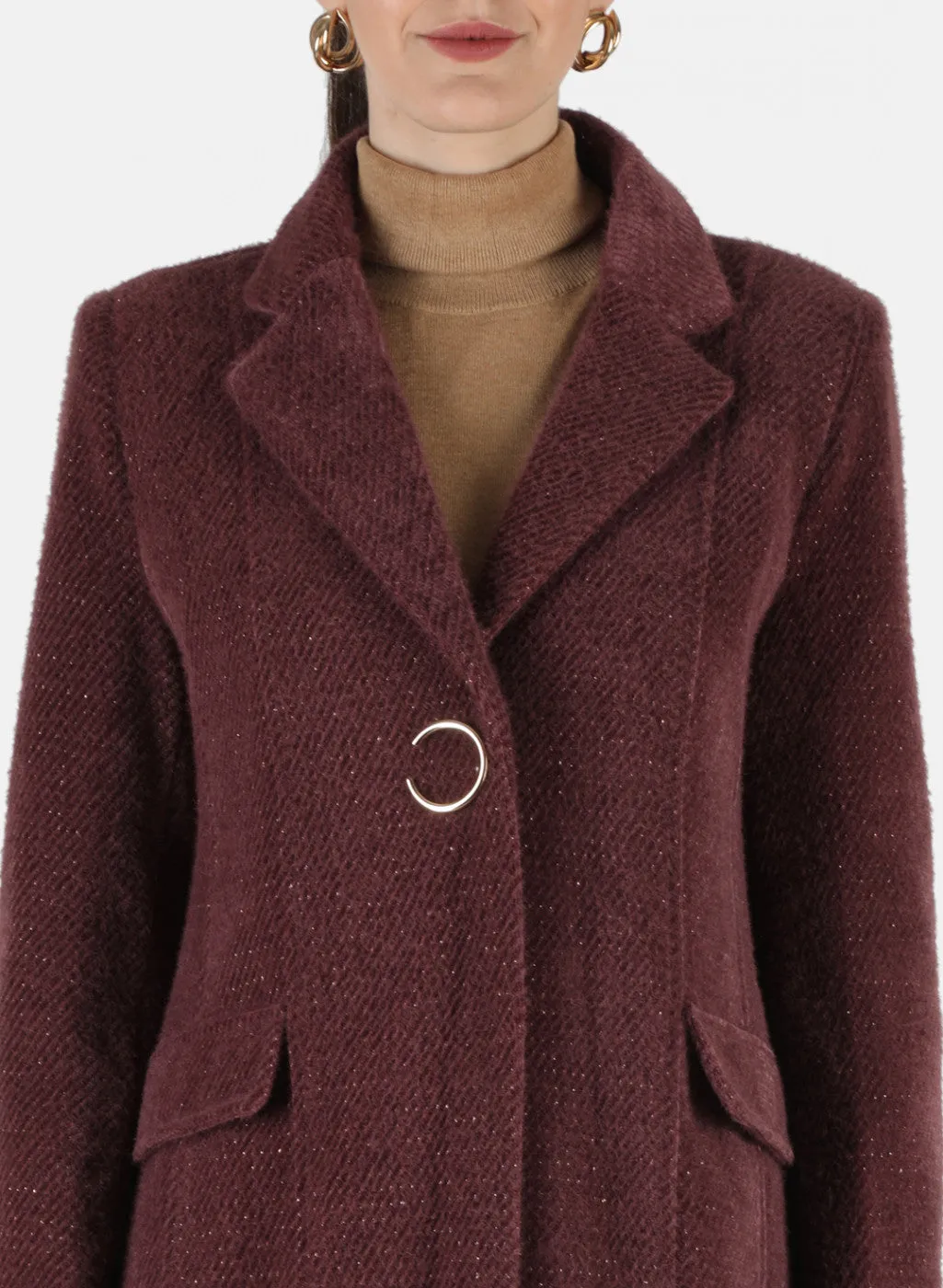 Women Purple Solid Coat