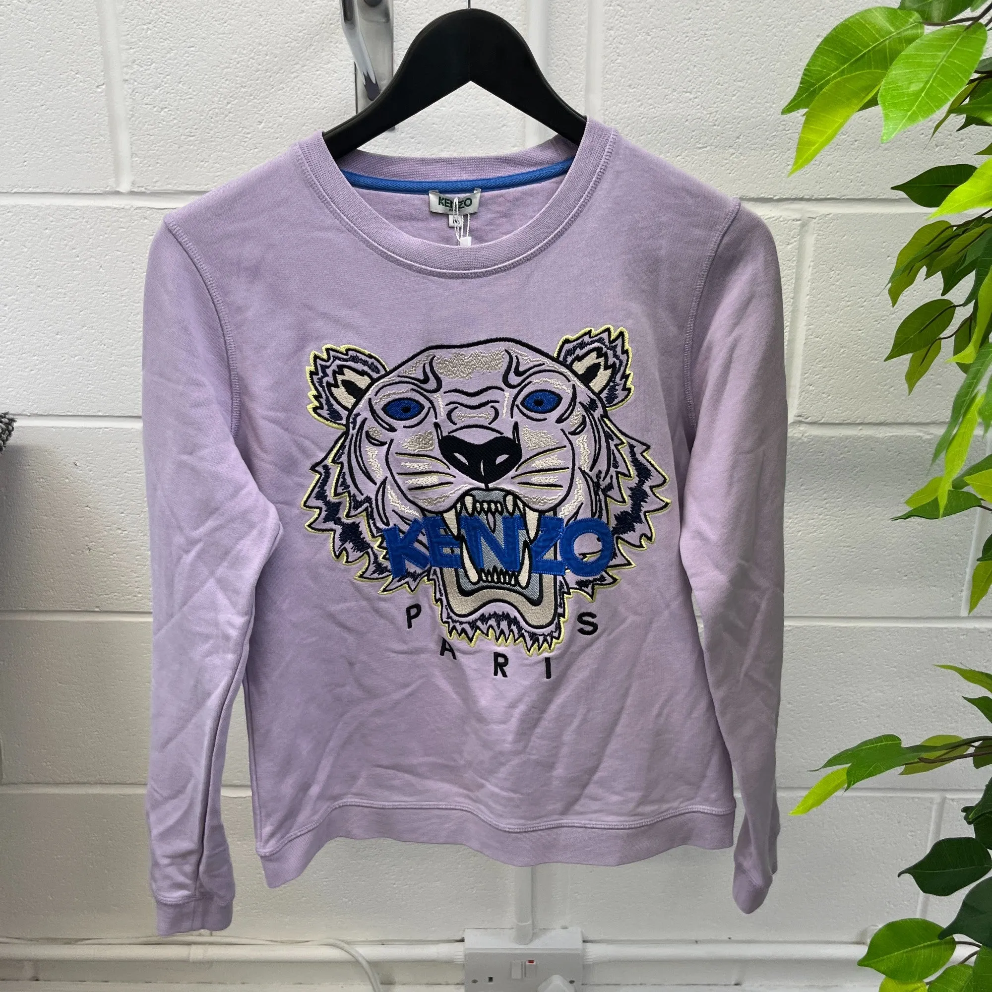 Women's Embroidered Tiger Jumper Purple Size M