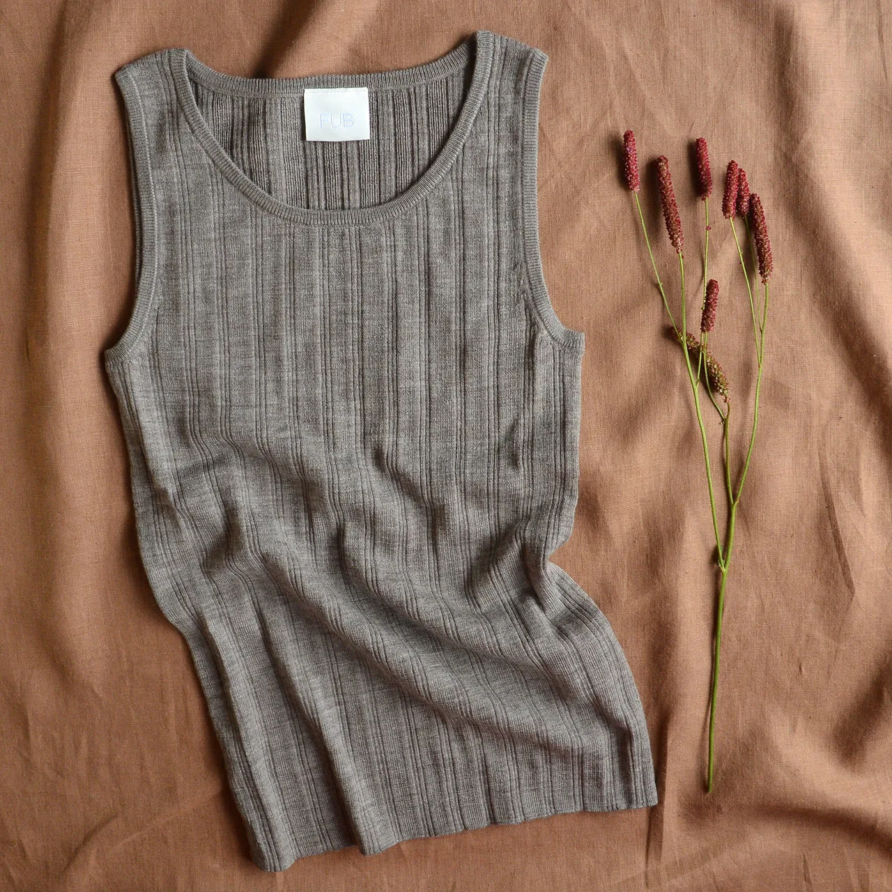 Women's Merino Rib Camisole - Beige Melange AW23 (S) *Last One!