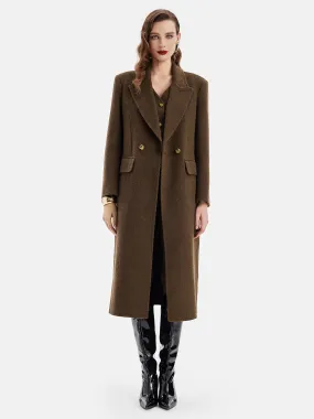 Wool Wide Lapel Long Coat