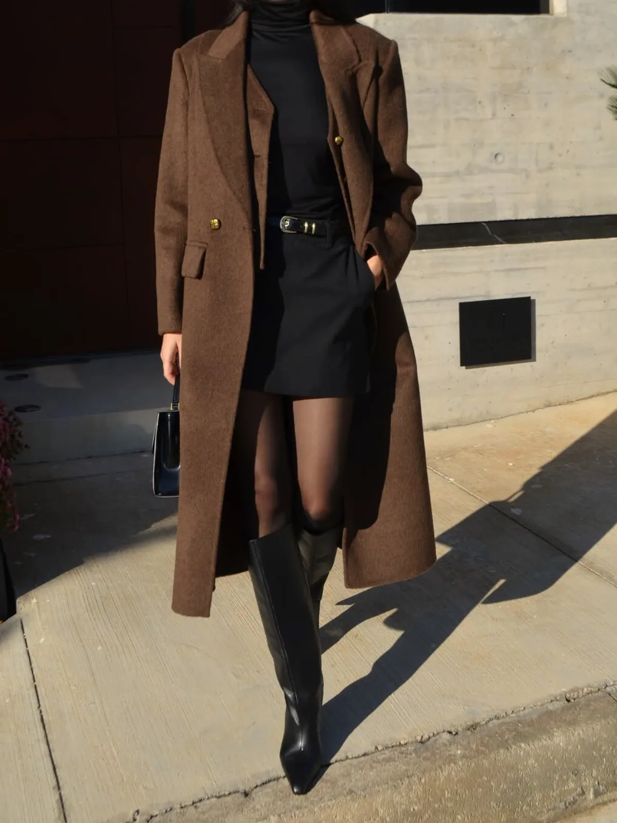 Wool Wide Lapel Long Coat