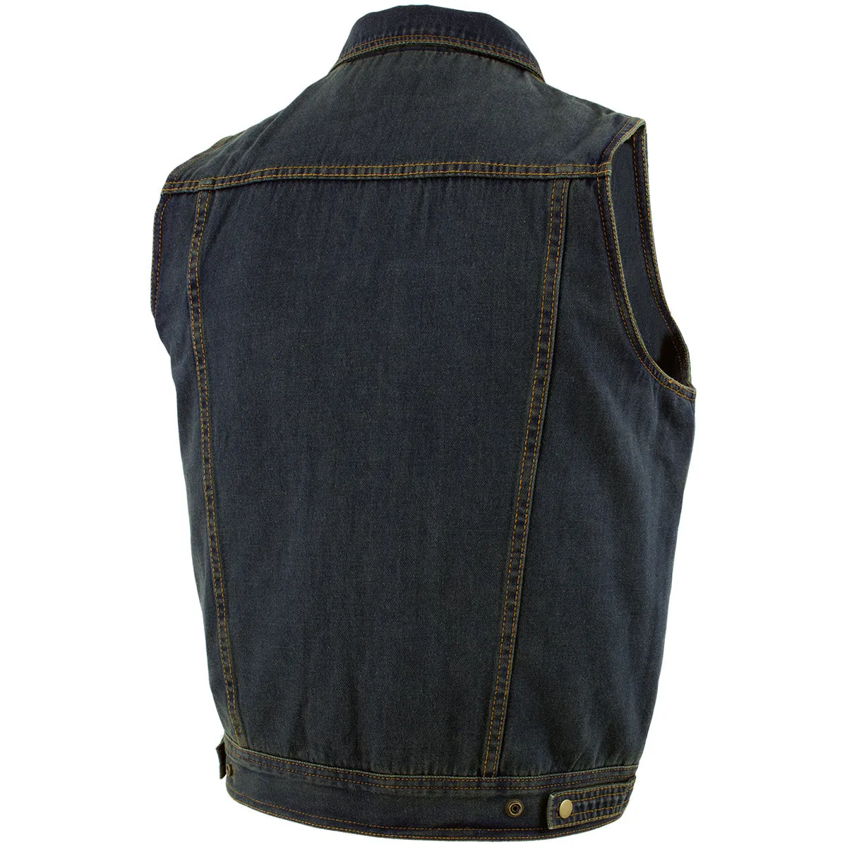 Xelement B284 'Dirty' Men's Dirty Blue Denim Motorcycle Vest