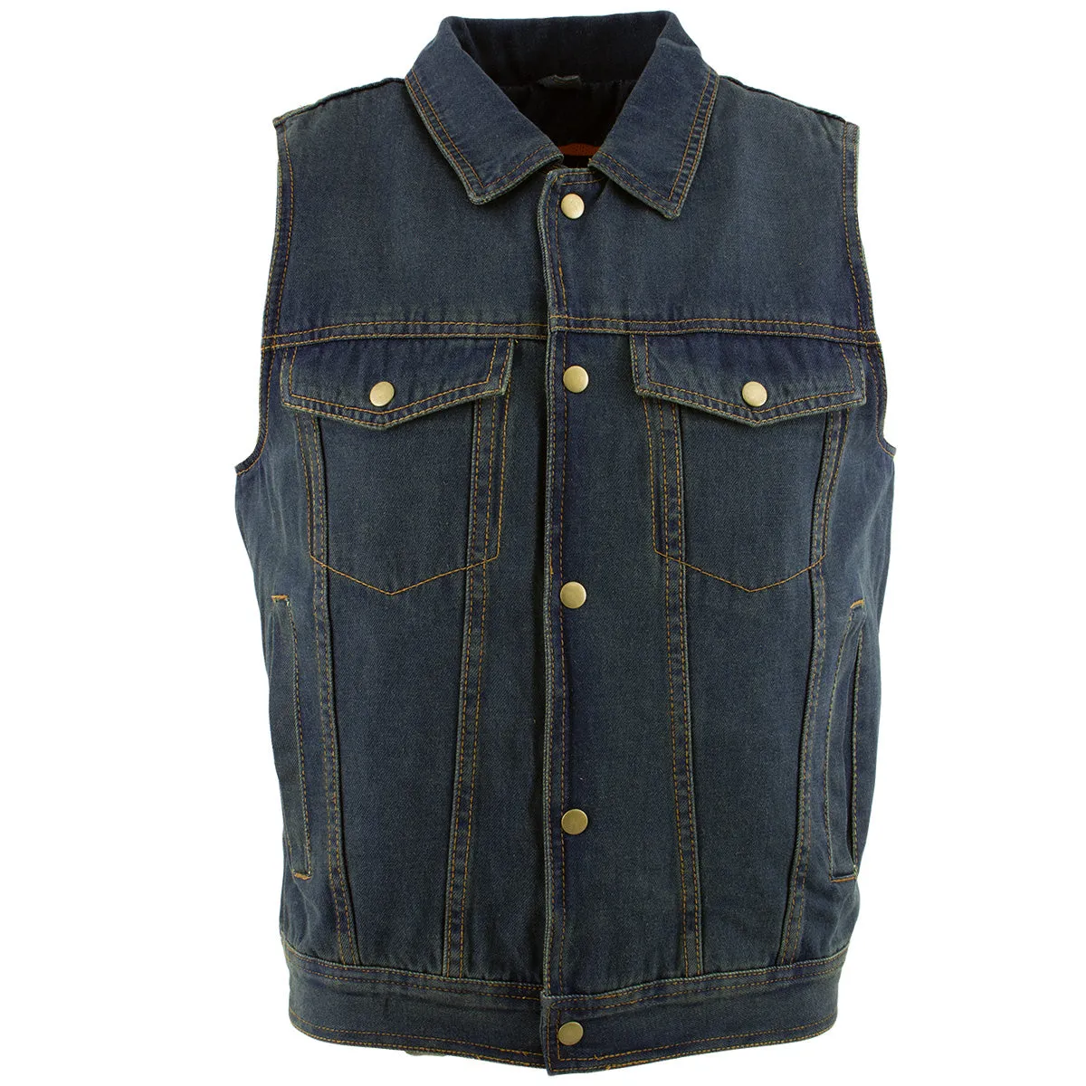 Xelement B284 'Dirty' Men's Dirty Blue Denim Motorcycle Vest