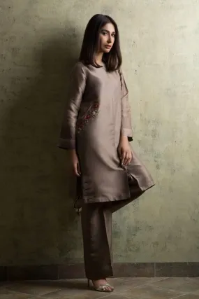 Yasmin Zaman - E-72 - Taupe - Raw Silk - 3 Piece