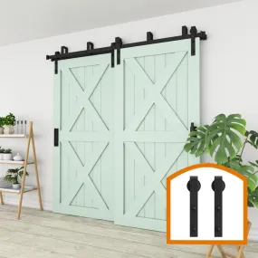 ZEKOO 4FT - 16FT Double Track Bypass Barn Door Hardware Kit Low Ceiling Wall Mount for Closet Double Wooden Doors